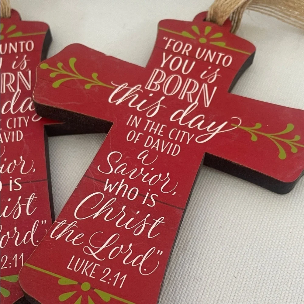 Red Holiday Cross & Santa  Ornaments